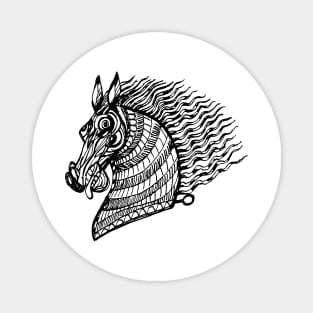 head of the CRAZY HORSE Black and White ink Magnet